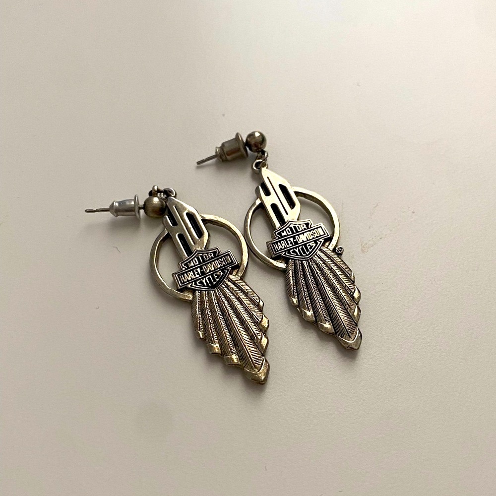 Vintage Silver Harley Davidson Earrings